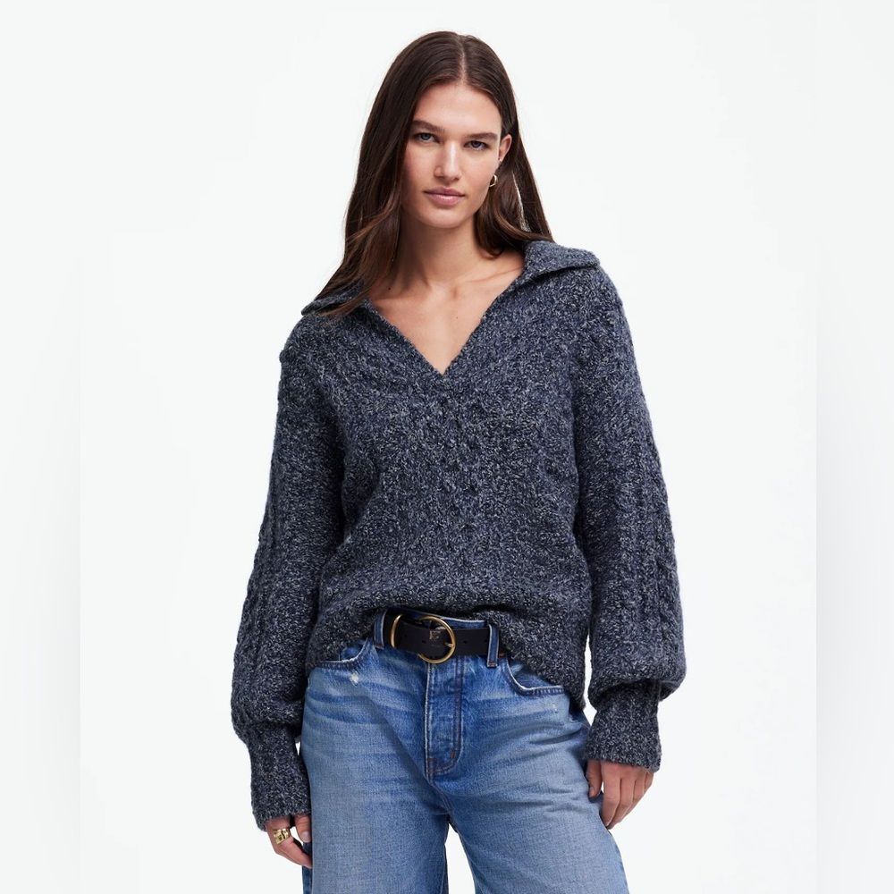 Madewell Charcoal Gray V-Neck Pullover Sweater